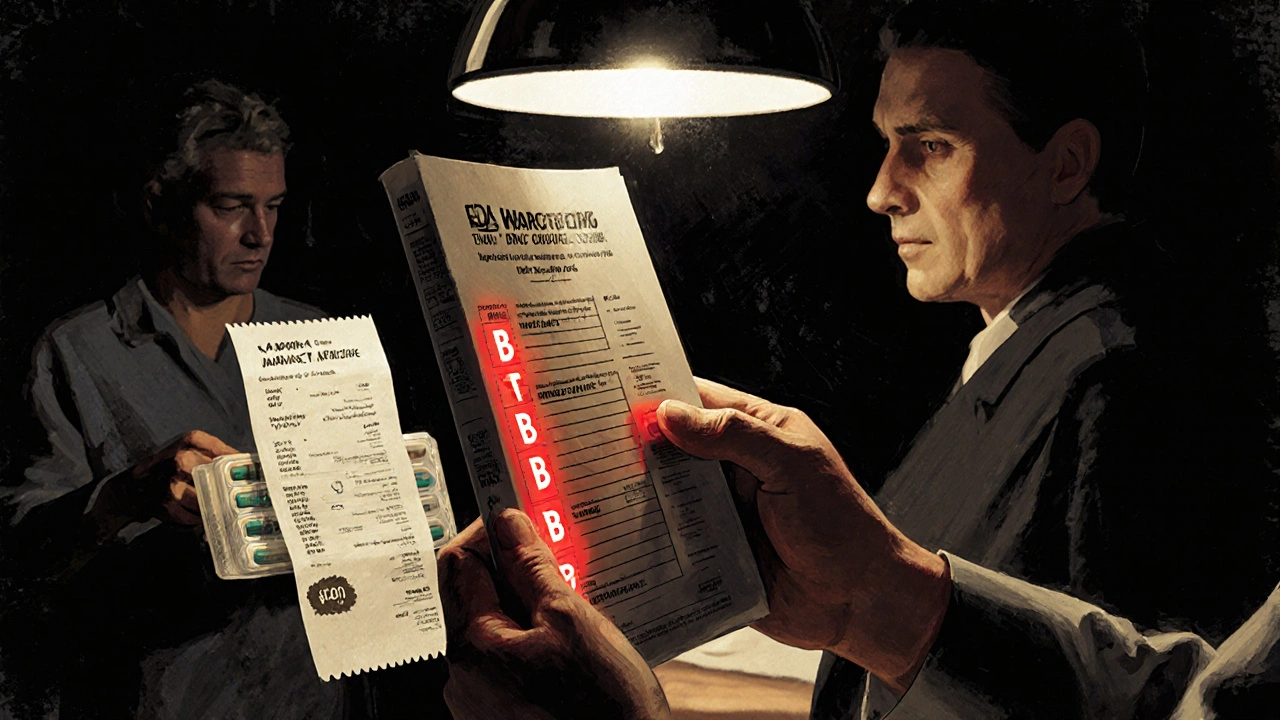 Pharmacist examines FDA Orange Book, highlighting unsafe generic drug ratings under harsh light.